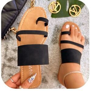 Black Strappy Flat Sandal